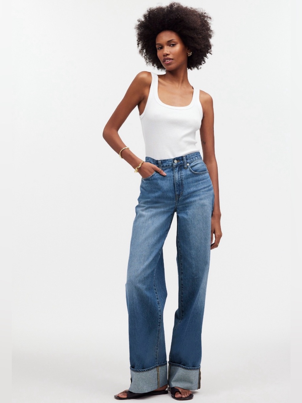 Madewell Superwide-Leg Cuff Jeans in Fannin Wash